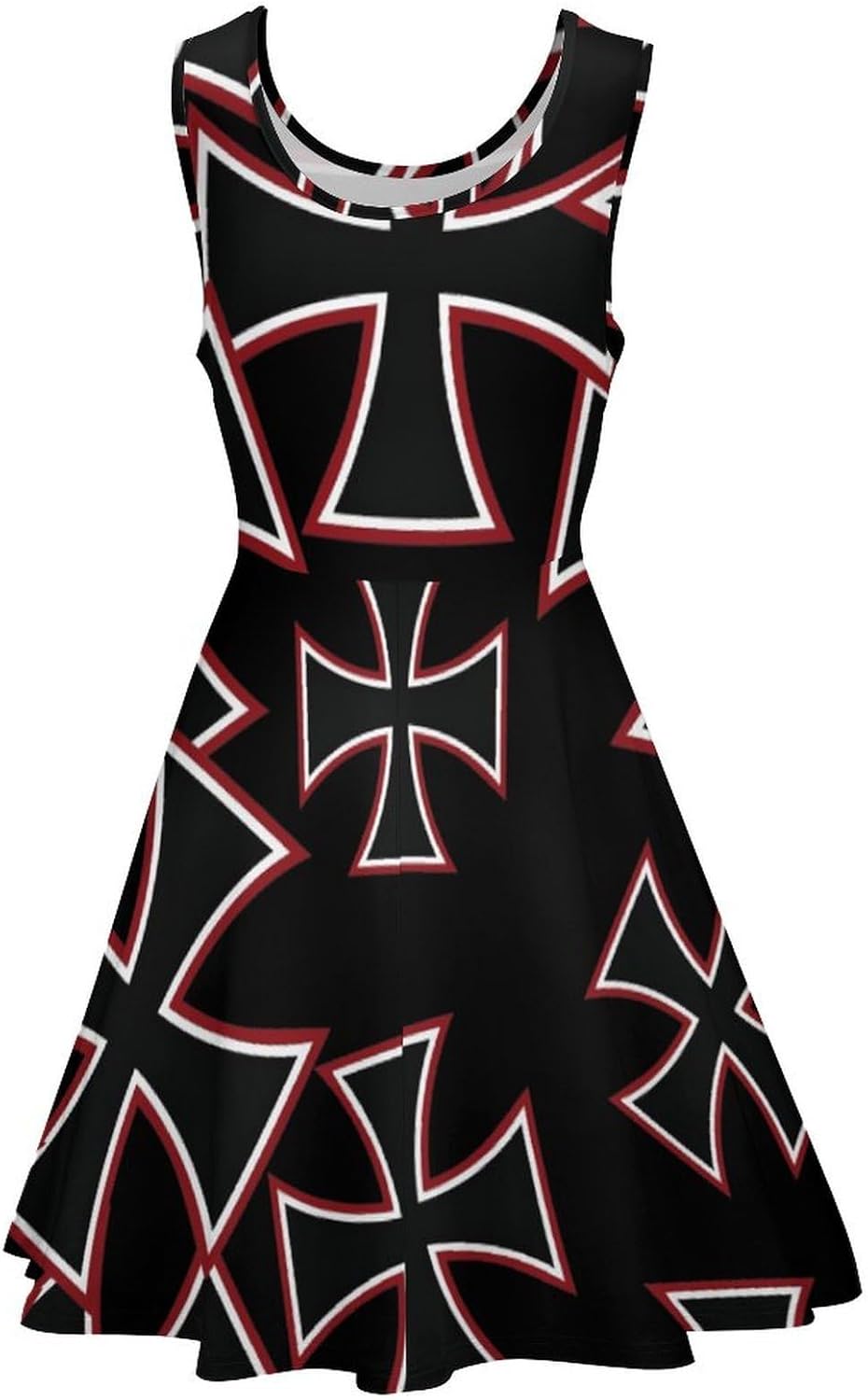 Knights Templar Crusader Crosses Summer Dresses for Women Sleeveless Beach Sundress Swing Mini Tank Dress 5X-Large