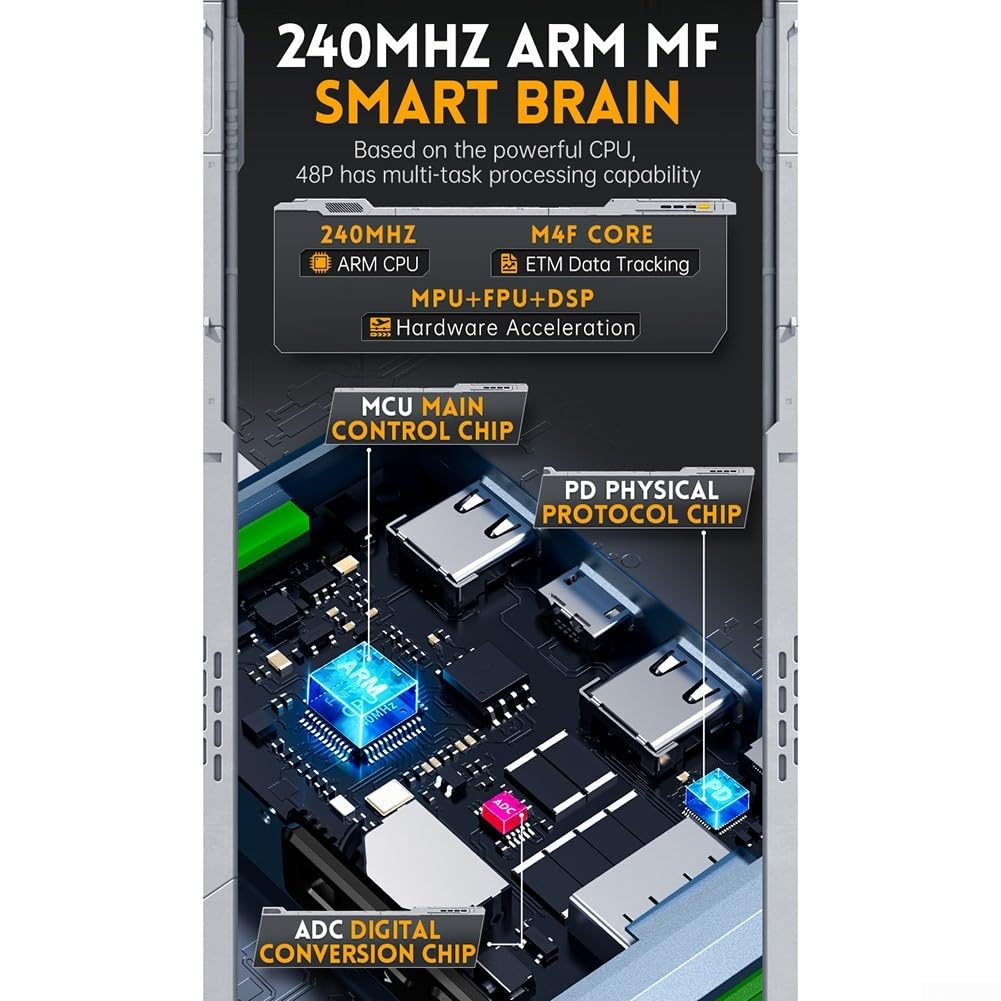 FNB48P USB Tester Voltmeter Amperemeter mit 1,44 Zoll TFT Display für PD für qc2.0 für qc3.0 FCP AFC Schnellladung Trigger Erkennung für e-marker Lesen und präzise Spannung Strom Messung Type-C