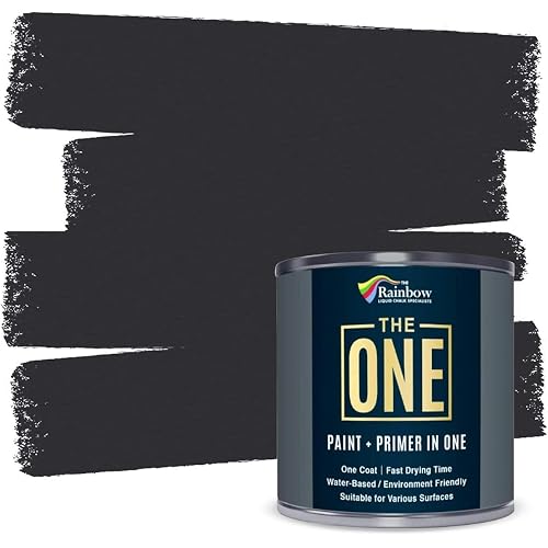 THE ONE All-In-One Paint & Primer - Charcoal Matte, 33.8 Fl Oz/1 Liter | 1 Coat Formula | Easy Indoor & Outdoor Decorating for Home & Garden Walls, Floors & Furniture | Water-Based & Low VOC