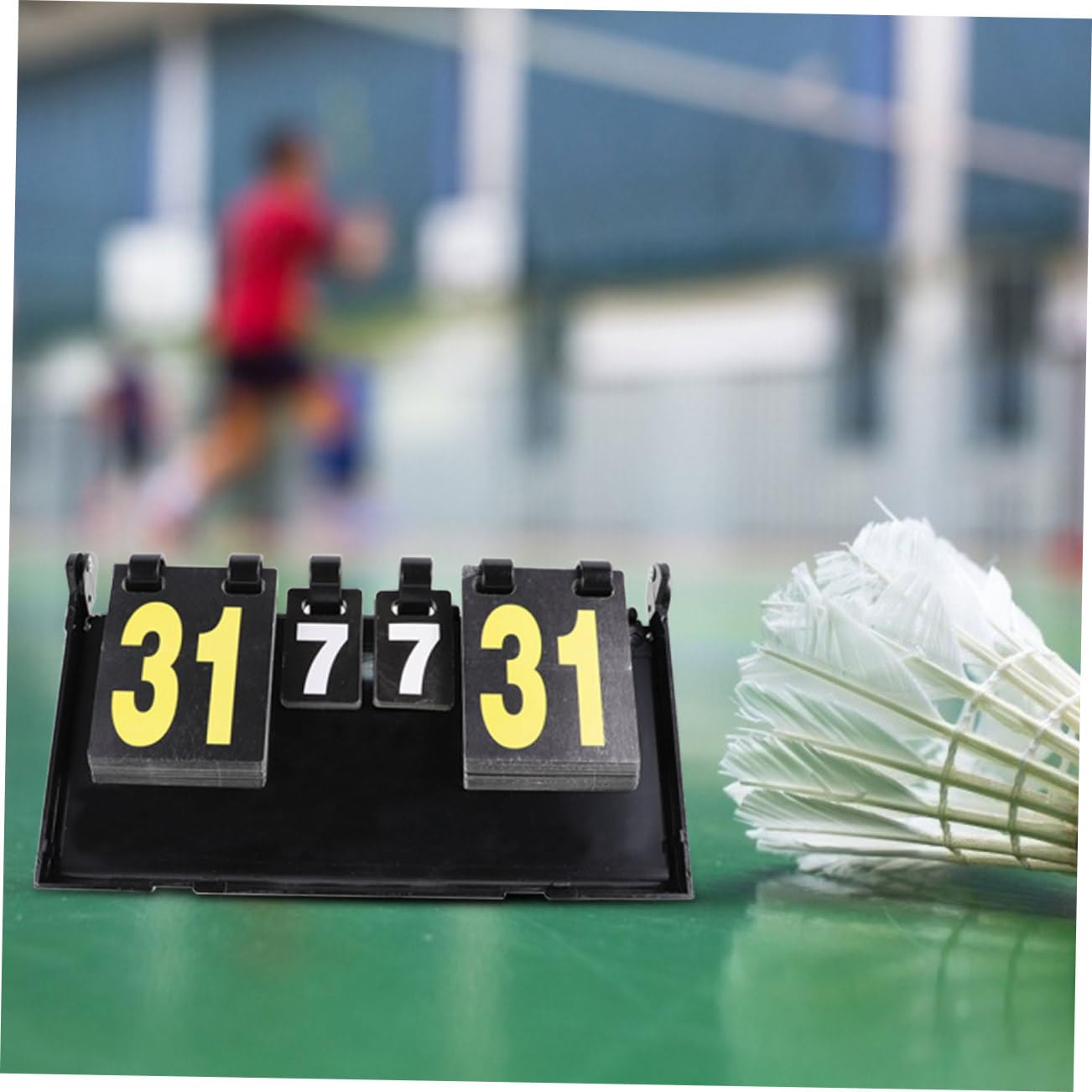POPETPOP Tischtennis Anzeigetafel 4-stellig für Ballspiele, Schwarz | Kunststoff und Karton, Klar und Intuitiv, Leicht zu Reinigen, Wiederverwendbar, für Badminton