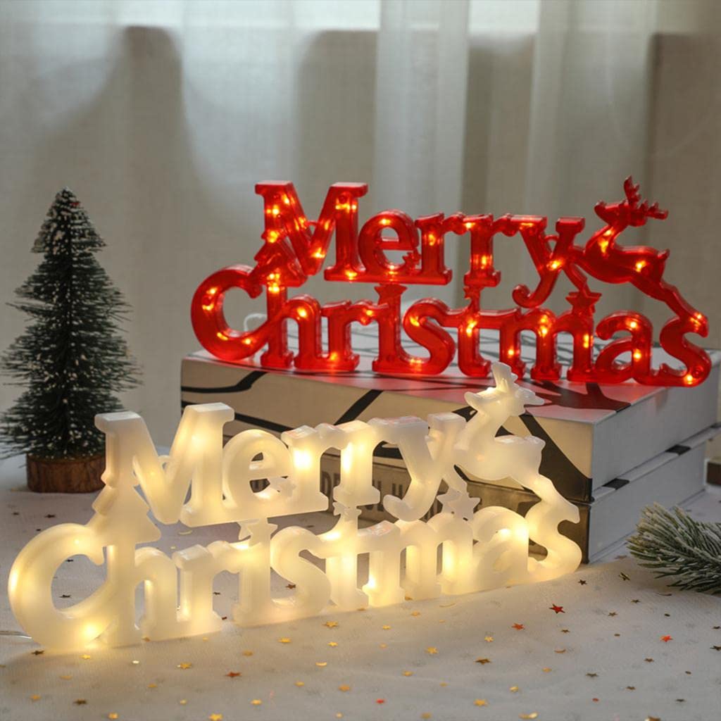 Buy ADIUM Merry Christmas Letter Light Xmas Sign LED Lamp for Wreath