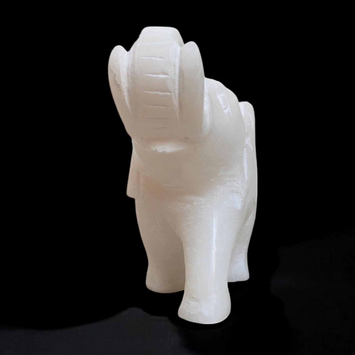 White Onyx Marble Home Decor Elephant Pair Statue 4"inch | Hand Carved Trunk Down Elephant Figurine for Living Room Office Table Item Gift Set for Wedding Birthday & Anniversary Collectible