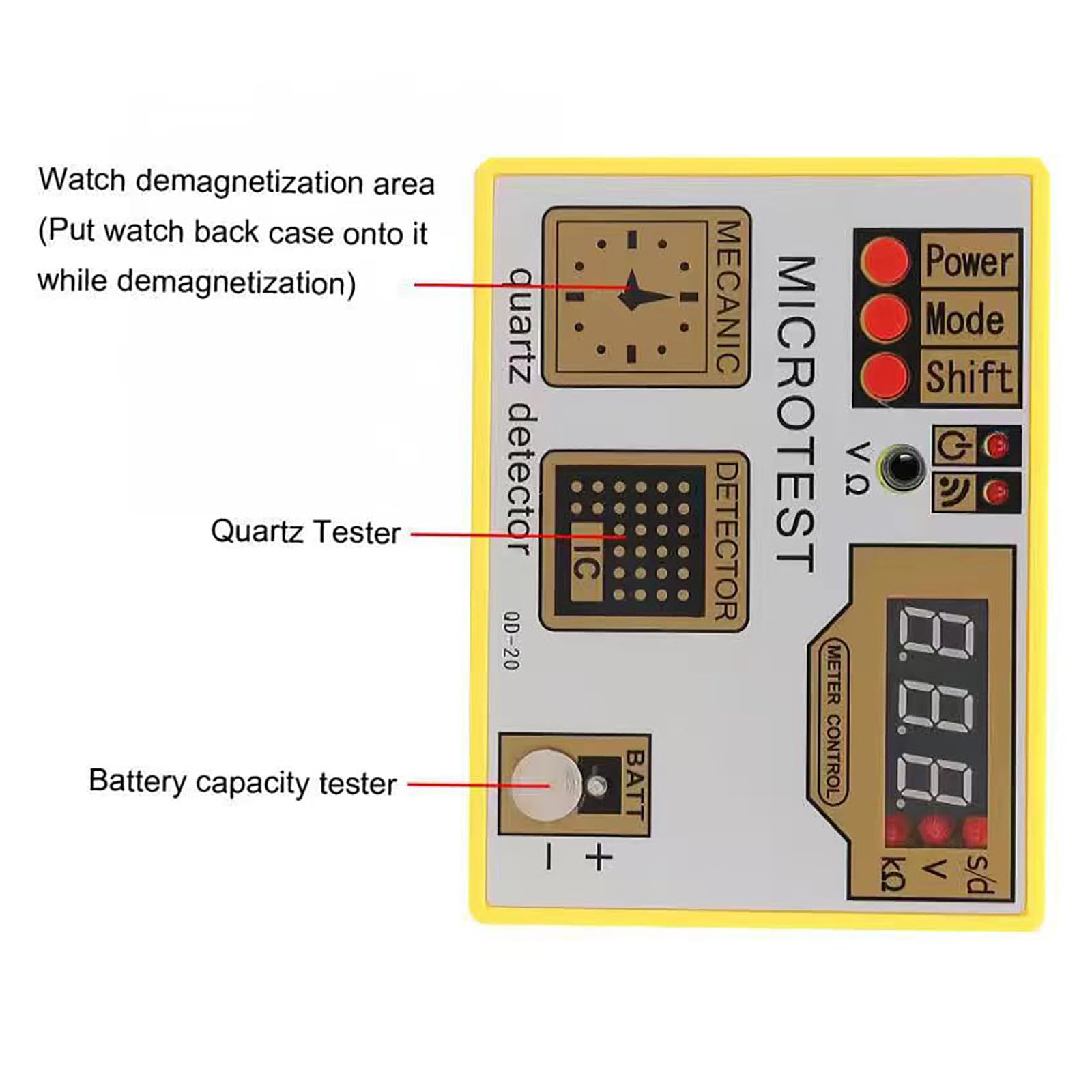 Tester per movimenti di Orologi, Strumento per la Riparazione di Orologi, Tester per la misurazione della Batteria degli Orologi, con indicatore LED, per Negozi di Orologi, Uso Domestico