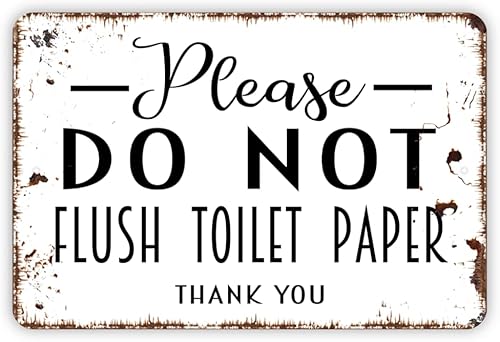 Cartel de metal con texto en inglés "Please Do Not Flush (Please Do Not Flush - Thank You) - Papel higiénico de 8 x 12 pulgadas, color blanco y
