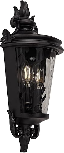 Miniatura 5 de John Timberland Casa Marseille - Lámpara de pared europea para exteriores, con textura negra, 17 pulgadas, vidrio martillado transparente para