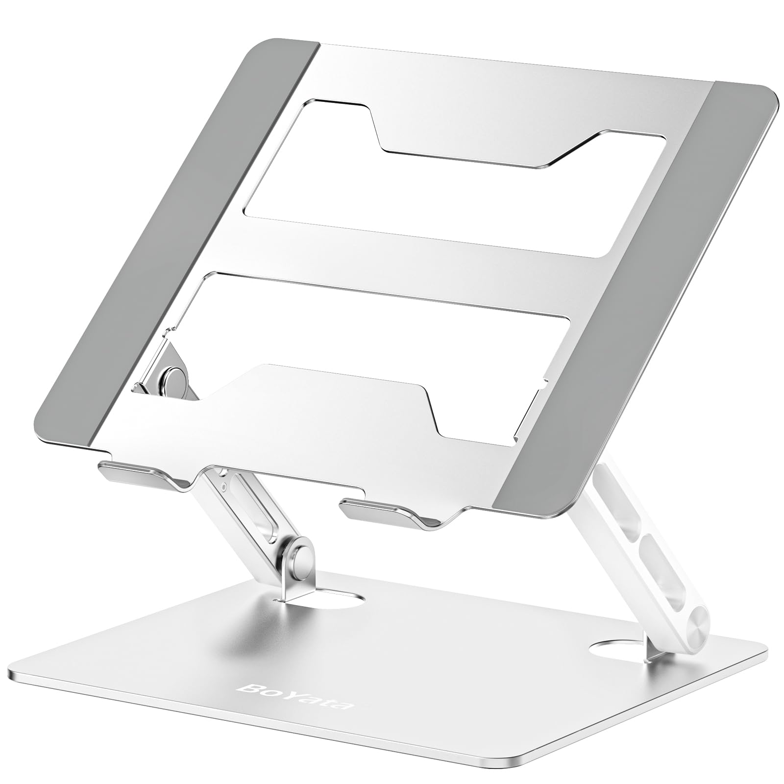 BoYata Laptop Stand for Desk, Adjustable Ergonomic Laptop Riser Holder with Heat-Vent, Foldable Computer Notebook Stand Compatible with MacBook Pro/Air, Dell, HP, Lenovo, Samsung, All 10-17" Laptops