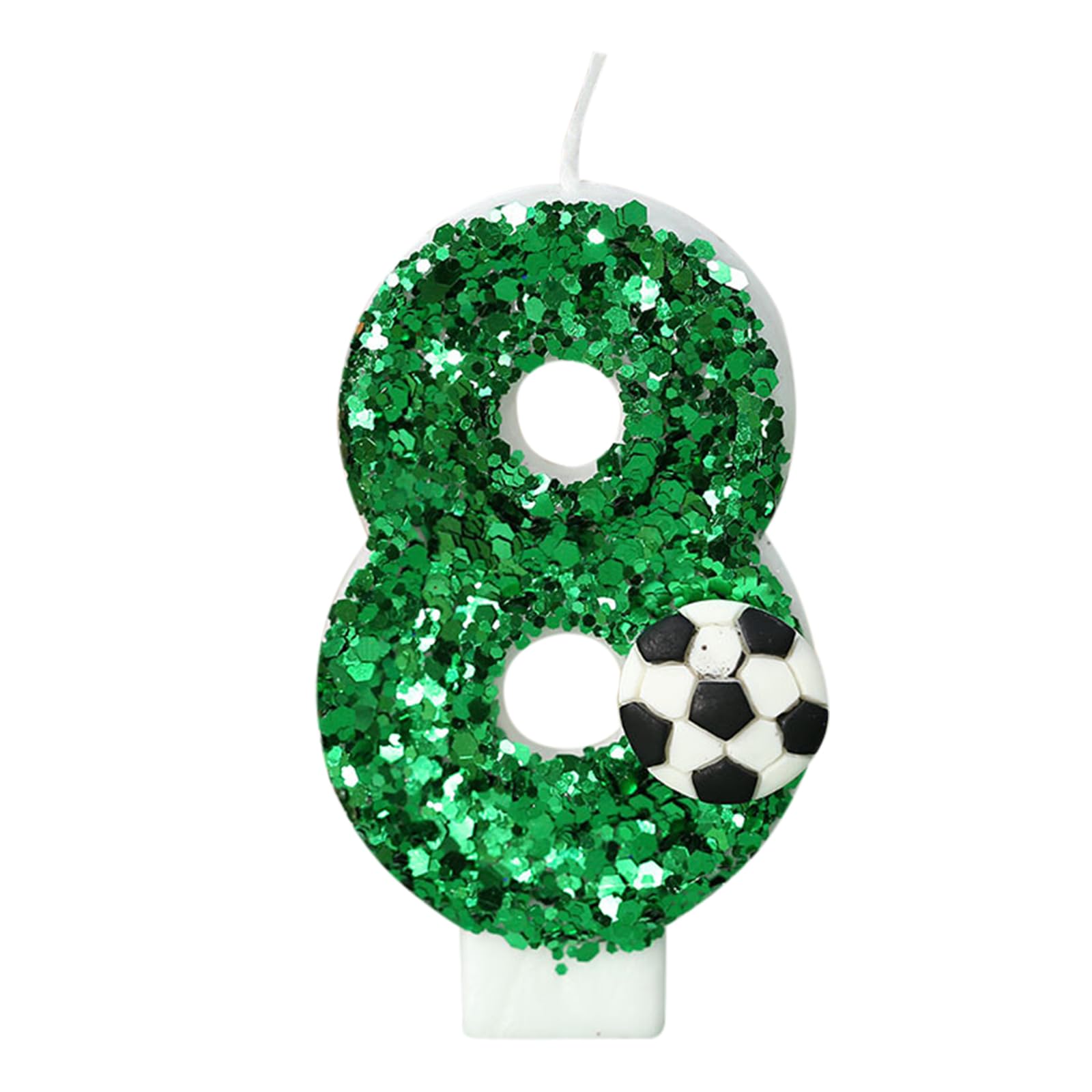 Bekecidi Birthday Number Candles,Sparkling Sequin Football Birthday Number Candle, Premium Green Number Cake Candle for Unforgettable Celebrations（Model Number 8