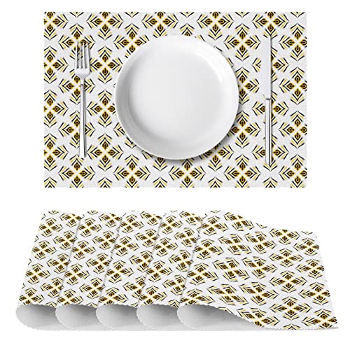 Sets de table motif paon abstrait pour repas de famille sans tache - 3