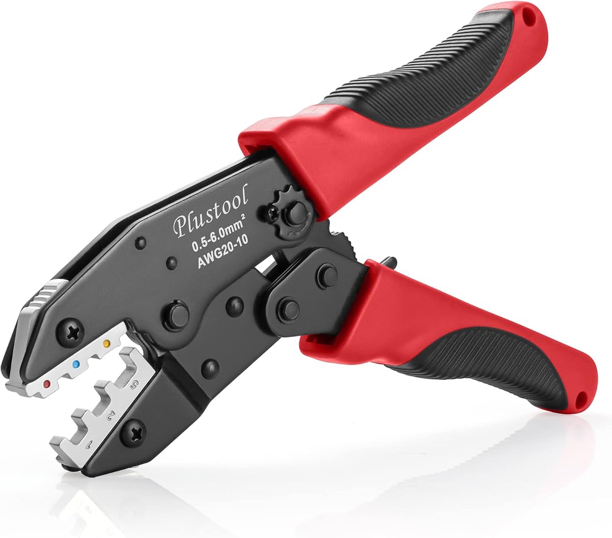 Plustool Herramienta de engarzado para conectores termorretráctiles AWG22-10, Engarzadora de terminales de alambre con trinquete - Alicates de engarzado - Herramienta de engarzado eléctrica