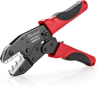 Plustool Ratcheting Crimping Tool for Heat Shrink Connectors AWG 22-10 - Precision Wire Terminal Crimper Pliers