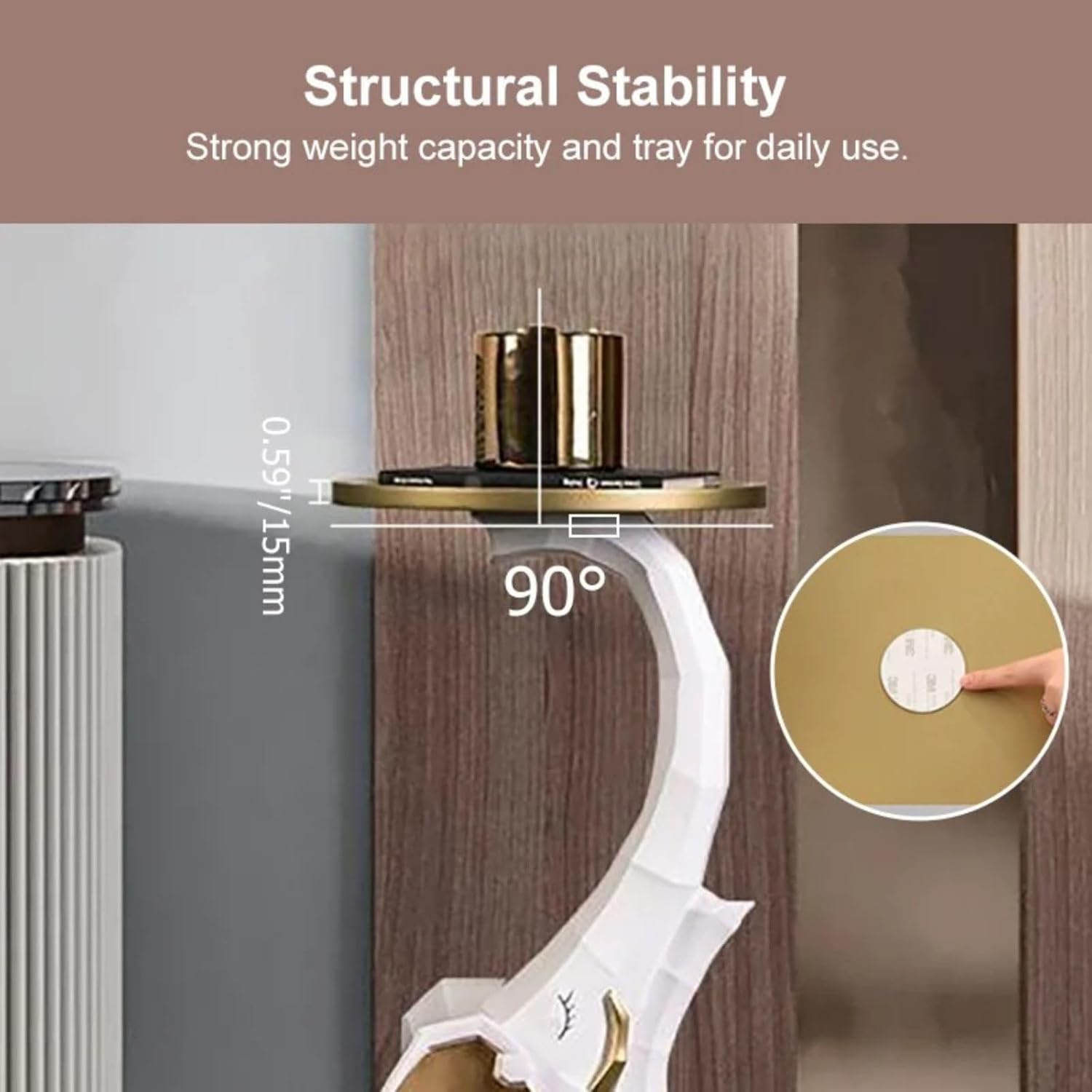 homary Modern End Table with Tray Top Decor Nightstand Elephant Shape Side Table White & Gold