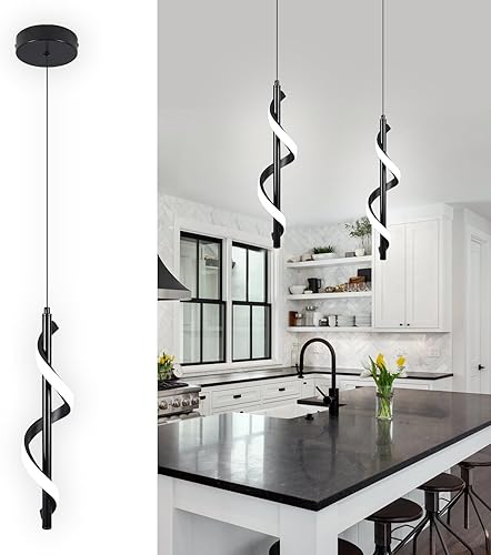 Lámpara colgante LED en espiral moderna de 13 W, blanco frío de 5500 K, lámpara colgante LED integrada minimalista, lámpara colgante ajustable para