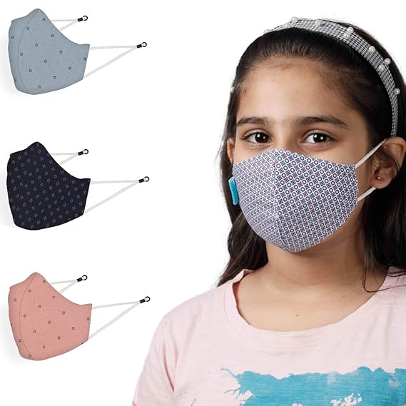 Maple MP-23 Face Mask for Kids | Reusable and Washable | 3 Layer Filtration | Anti Pollution | Cotton Protective kid Mask | Fashionable for Girl Boys Unisex