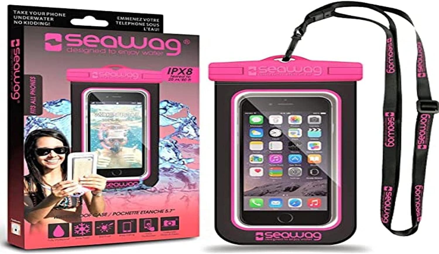 SeawagUniversal Waterproof Case for Smartphone 5.7" (Black/Pink)