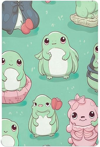 Kigai Fitted Crib Sheet for Boys & Girls Cute Frogs Soft Breathable Unisex Baby Sheets for Standard Crib and Toddler Mattresses 39 x 27 in
