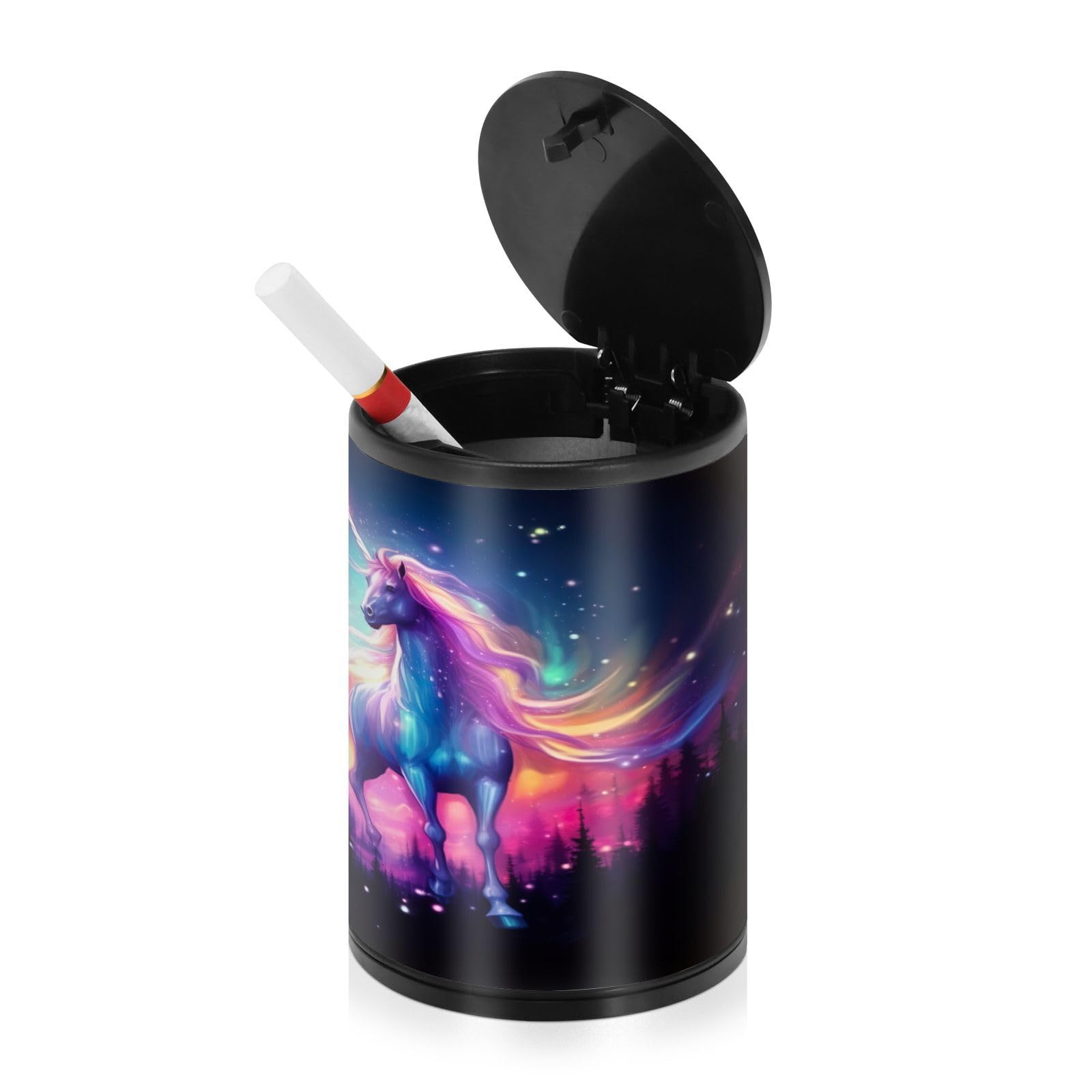 SDMKA Galaxy Unicorn Car Ashtray with Lid, Portable Car Ash Tray Detachable Smokeless Mini Trash Can for Car, Home and Office