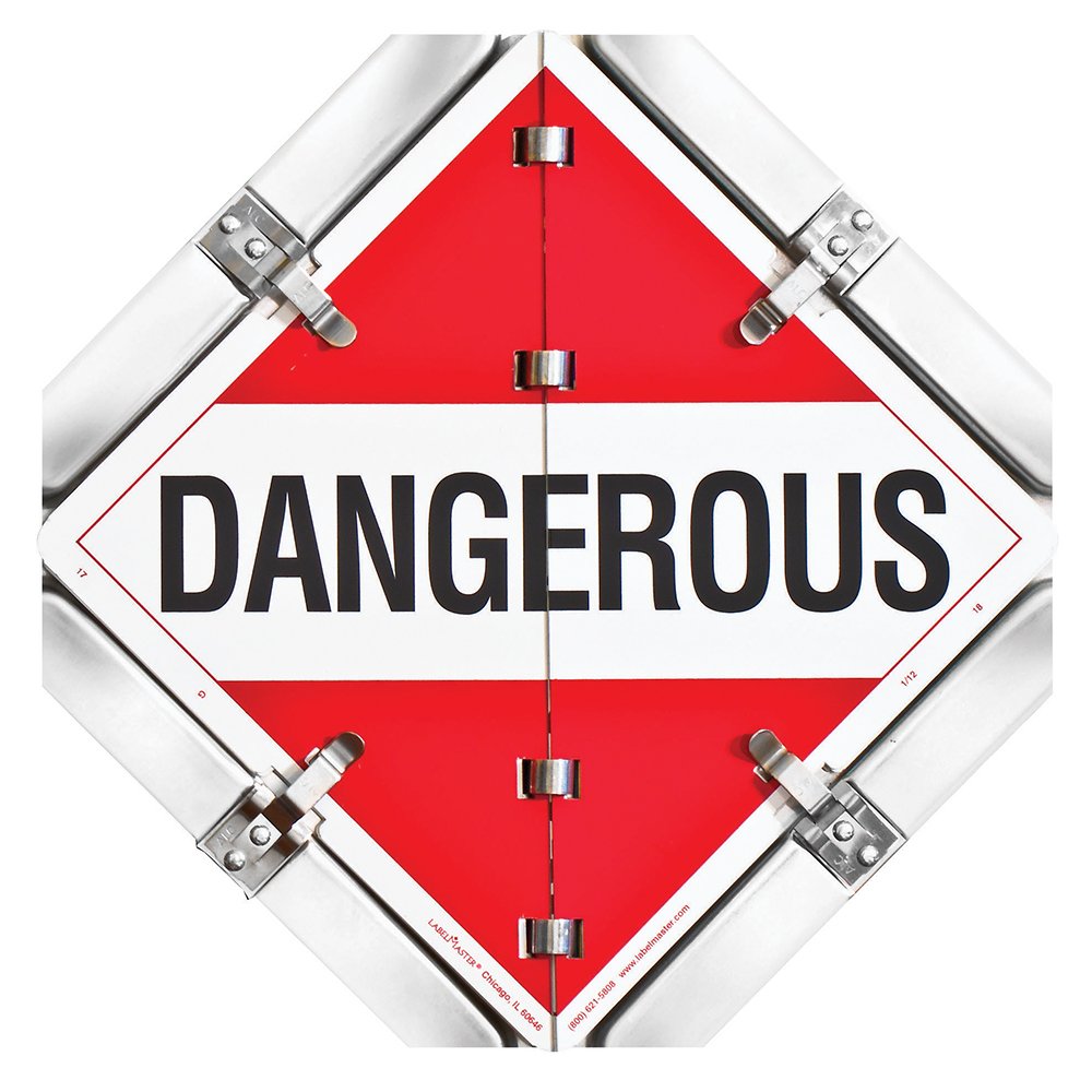 Labelmaster 81-8S4CC 8 Legend Hazmat Flip Placard System for Trailers, Split Clipped Corners