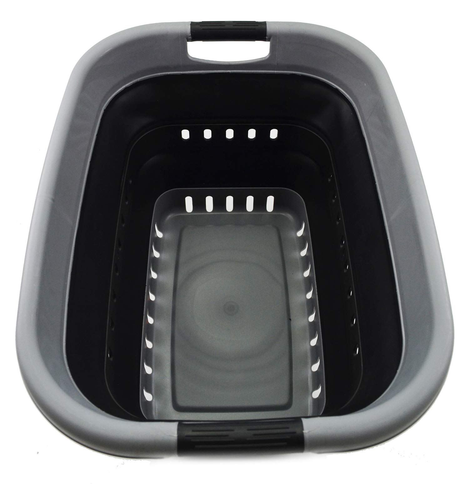 1 CASE of SAMMART 37L (9.77 gallon) Collapsible Plastic Laundry Basket - Foldable Pop Up Storage Container/Organizer - Space Saving Hamper/Basket (11, Grey/Black)