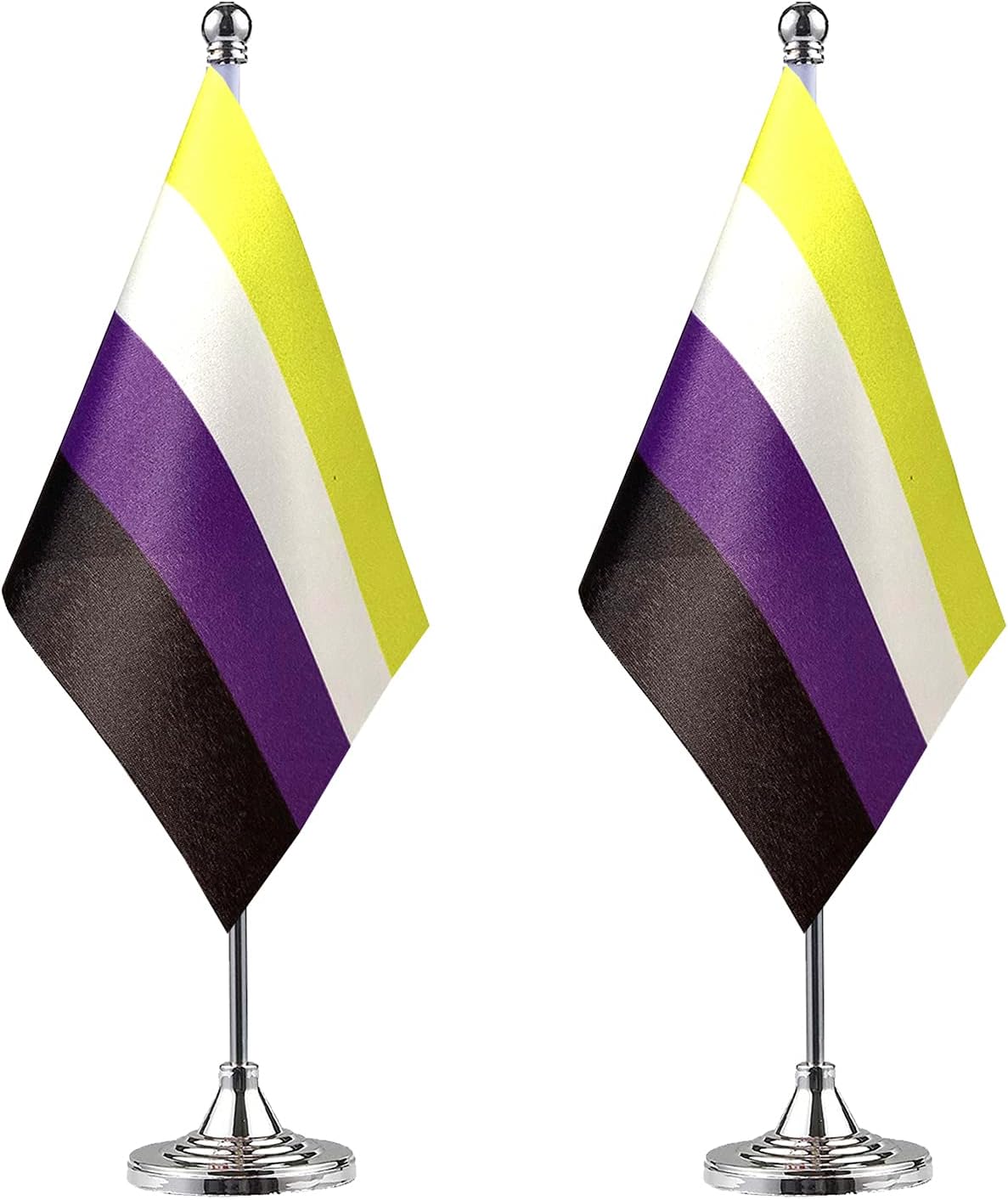 2 Pack Pride Non-Binary flag NB table flag,Small Mini LGBT Desk Flags With Stand Base,American Rainbow Mardi Gras Party Decorations Supplies Nonbinary Rainbow flag