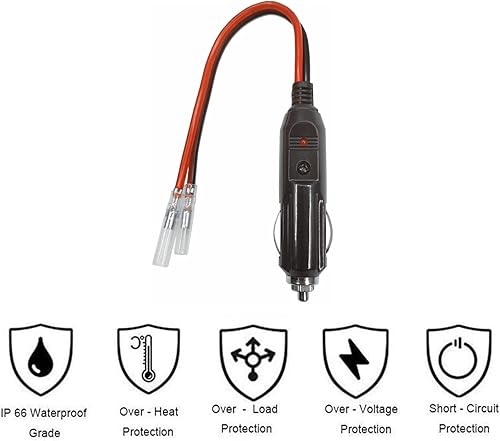 Miniatura 6 de Enchufe macho de encendedor de cigarrillos de repuesto para automóvil con cables - Adaptador de coche de 12 V 24 V Kit de cargador de batería de CC