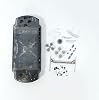 Hzxkqmil Replacement Full Housing Shell Case for Sony PSP 3000 PSP3000 Console, Front Back Cover Face Plate Button Screw Set Transparent Black