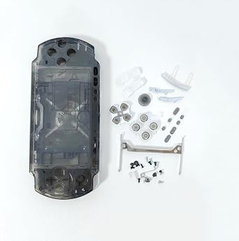 Hzxkqmil Replacement Full Housing Shell Case for Sony PSP 3000 PSP3000 Console, Front Back Cover Face Plate Button Screw Set Transparent Black