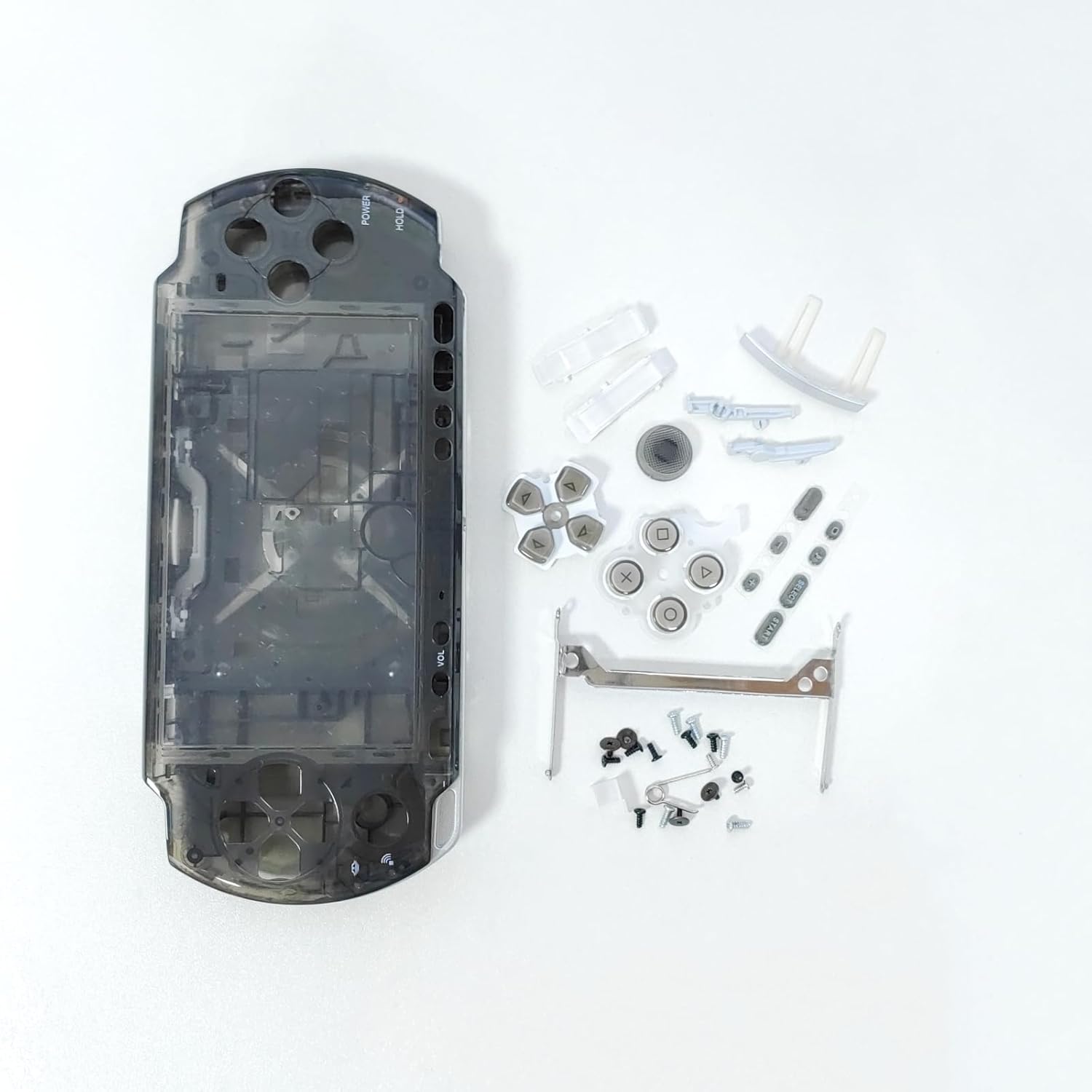 Hzxkqmil Replacement Full Housing Shell Cover Faceplate Case with Buttons Screws Set for Sony PSP 3000 Console (Transparent Black)