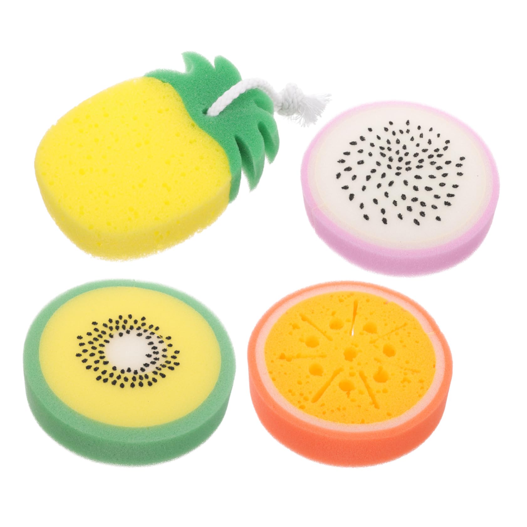 CRILSTYLEO 4 Uds Esponja De Baño Estilo Fruta Esponjas Depuradoras Esponja De Baño Corporal Esponja De Mar Natural Esponja De Ducha De Baño Esponja Exfoliante Bola De Baño Esponja Corporal