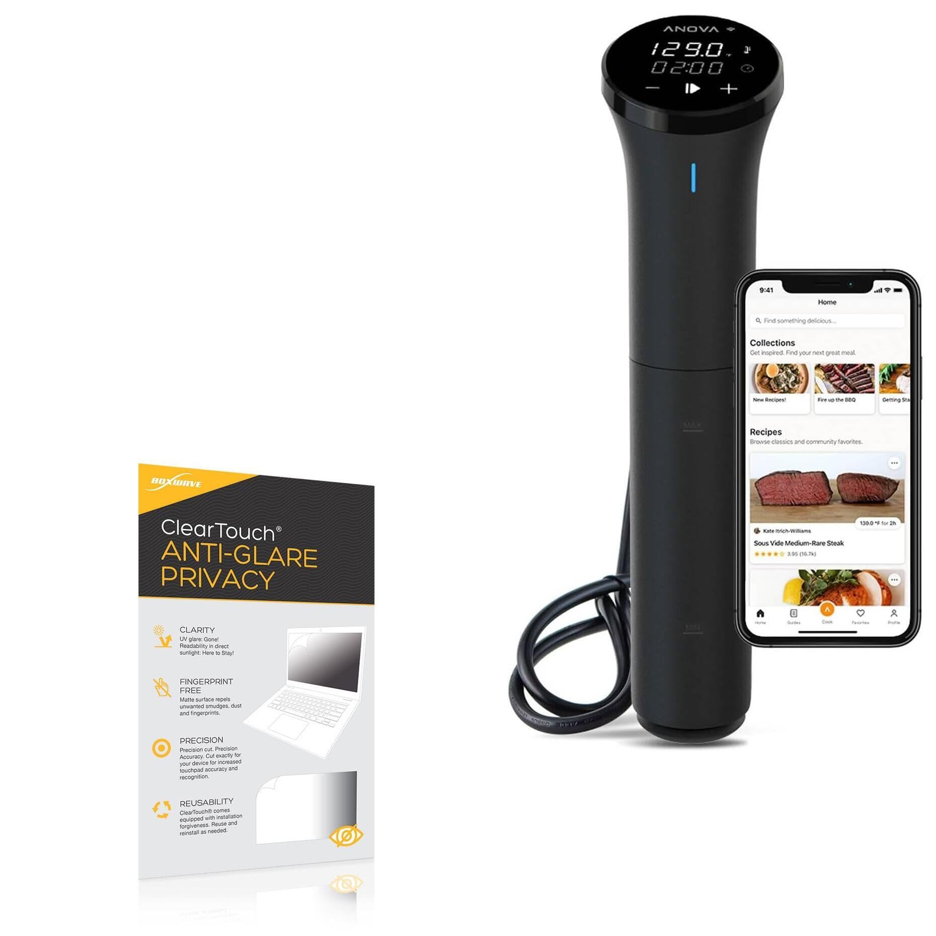 BoxWave Screen Protector Compatible with Anova Culinary Sous Vide Precision Cooker Nano 3.0 - ClearTouch Anti-Glare Privacy (2-Pack), Privacy Screen Protector Flexible Film Anti-Glare