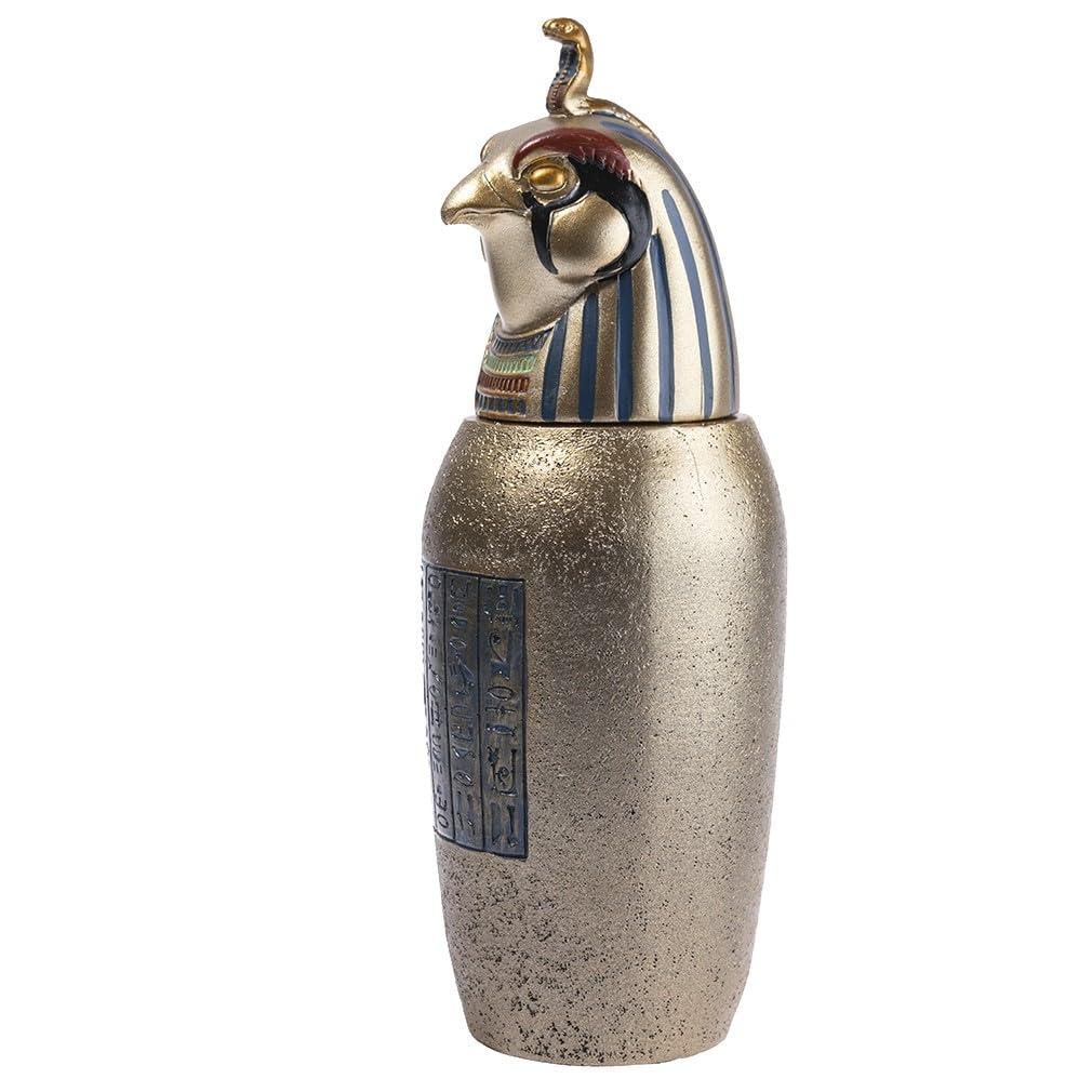 lachineuse – 4 jarrones canope egipcios – jarrones Decorativos de 21 cm – Objetos Decorativos de Egipto Antiguo – Estatua de faraones – Anubis, Horus, Hapi – Idea de Regalo para decoración de urna –