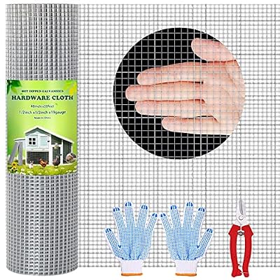 Thinkahead Hardware Cloth 1/2 Inch 48 X 50 ft 19 Gauge, Chicken Coop Wire Fencing, Hot Dipped Galvanized Wire Mesh, Hardware Cloth for Chicken Coop, Rabbit Cages, Garden, Small Rodents Screen Fence