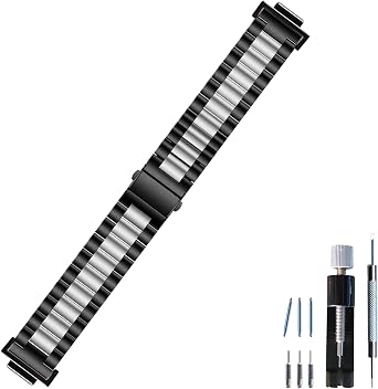 Hijiawee Bands Solid Stainless Steel Metal Strap Replacement for Casio G-shock DW-5600 GWM-5610 DWE-5600 DW-5305 DW9052 GA-110/120 GD-110 (Silver-Black)