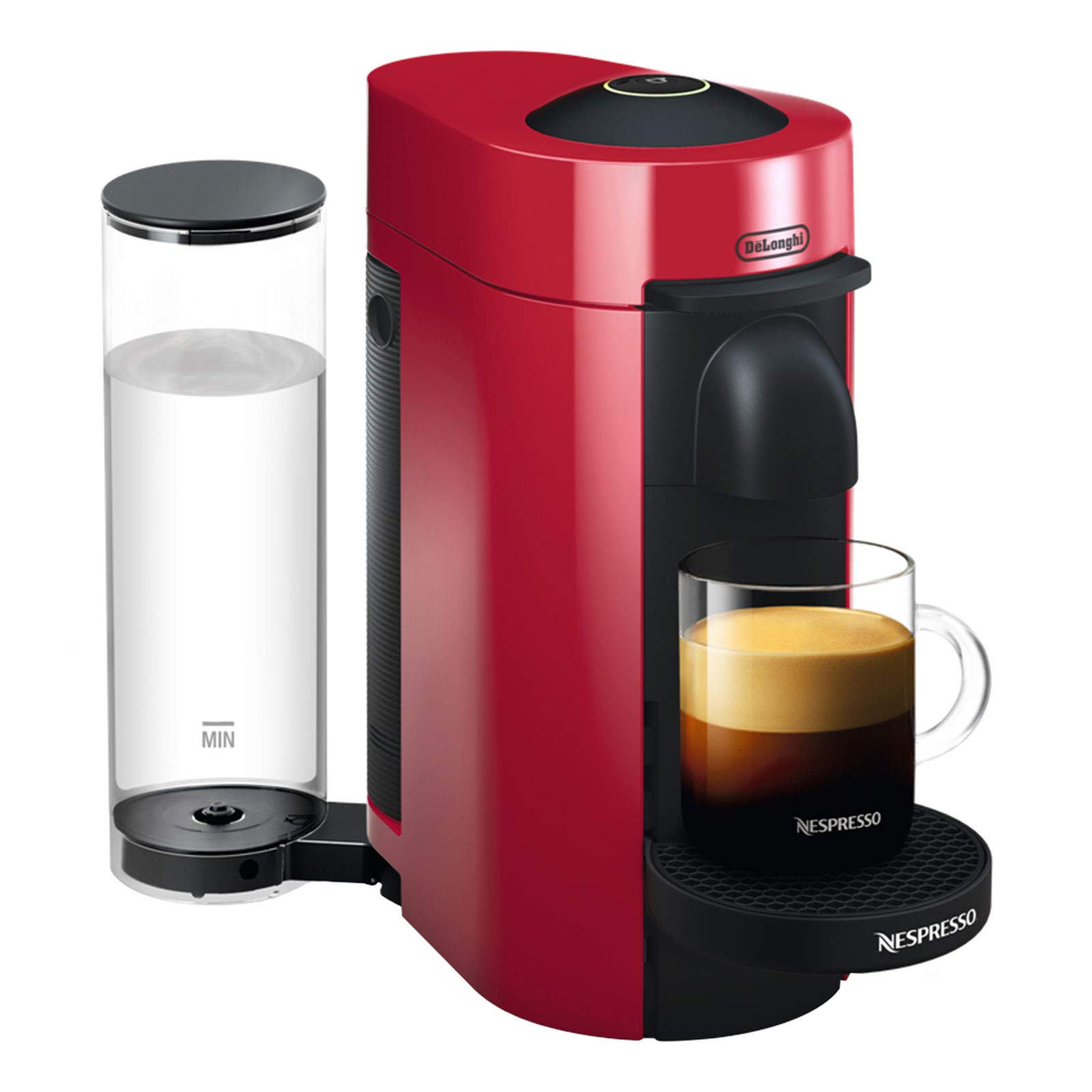 Nespresso Vertuo Plus Máquina de Café y Espresso, Cafetera Automática de Cápsulas con Sistema de Preparación con un Solo Toque, ENV150.R, Plástico, 1.1 l, Rojo