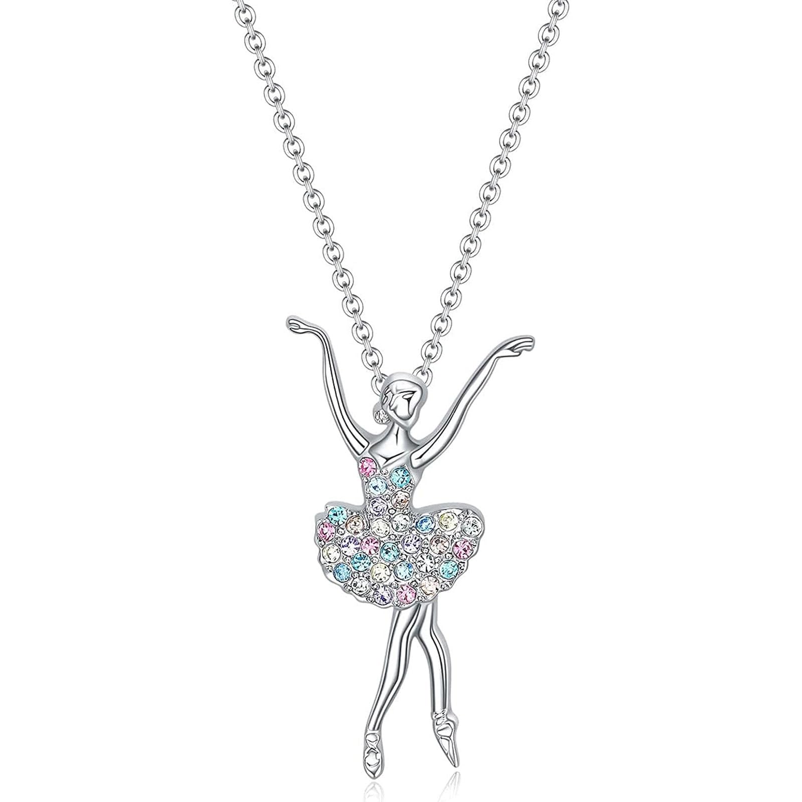AZWOOD Ballerina Anhänger Halskette Ballerina Tänzerin tanzen Ballett Anhänger Halskette 925 Sterling Halskette mit Anhänger in Silber Ballett Tänzerin Schmuck Geschenk zum Mädchen-Stil