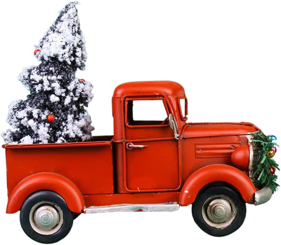 IMIKEYA 1pc Vintage Iron Pickup Truck Model Decoration for Christmas Home Office Retro Car Sculpture Assorted Color Ornament for Holiday Decor