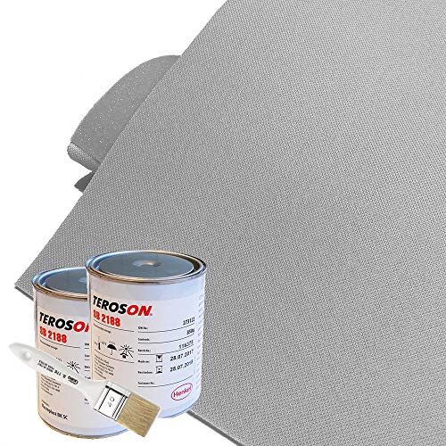 AE AUTO EQUIPE Kit de Tela Cielo para Coche Gris Claro de Nido de Abeja Tipo Golf/Audi + Pegamento de Alta Temperatura + Pincel Gratis