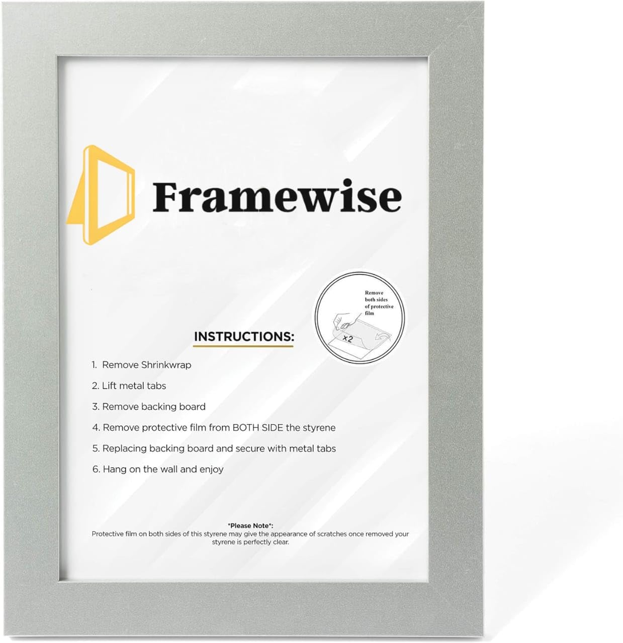 FRAME WISE | Wood Grain Texture | Perfect Frames For Gifting | Tabletop Wall Mount Frames | Home Décor Picture Frames (SILVER, 9X7 Inch (22.8CM X 17.8CM))