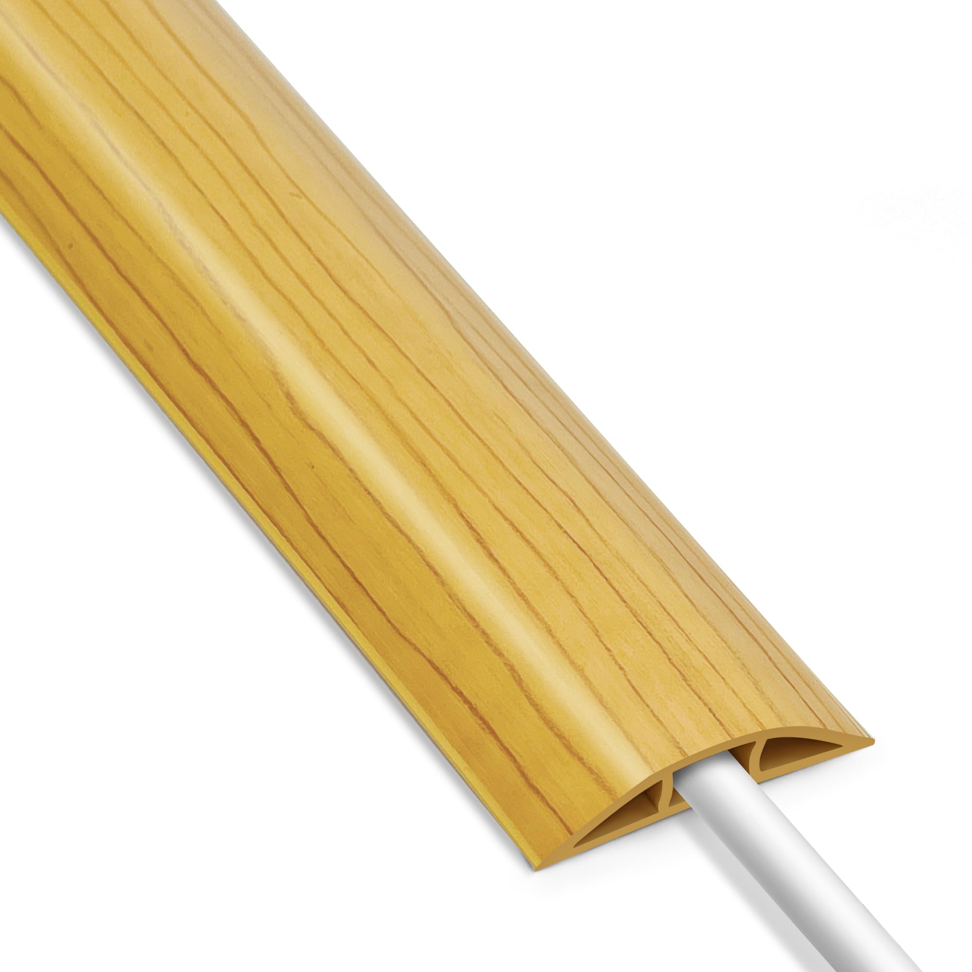 Floor Cord Cover 4FT, Wood Yellow Cord Hider Floor, Soft Cord Protector Floor, Organizer Wires Floor Cable Cover, Hide Extension Floor Wire Covers for Cords, Cable Cavity: 0.47" (W) x 0.24" (H)