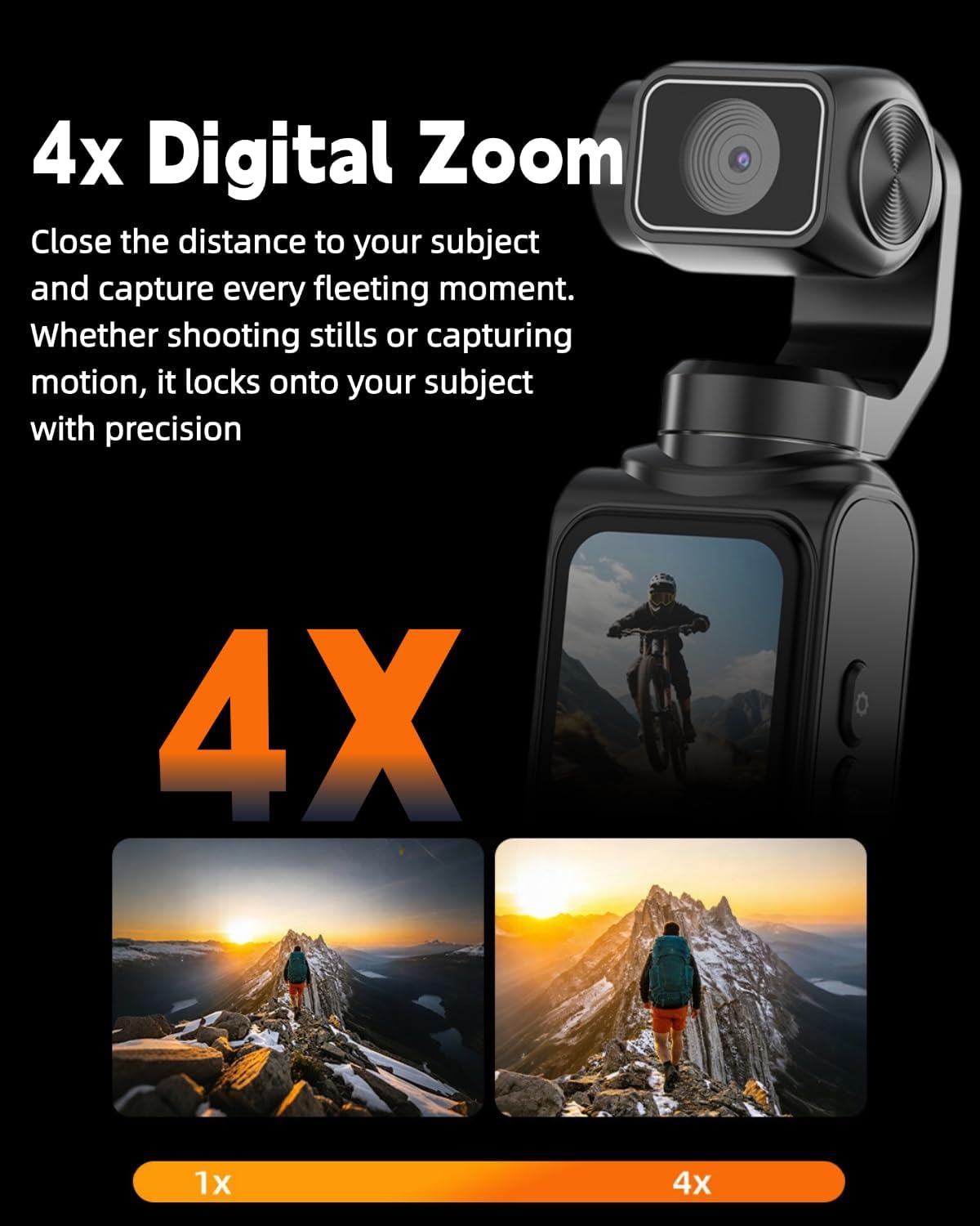 4K Vlogging Camera with 330° Rotating Lens & Face Tracking, 65MP Pocket Camera with WiFi, 6-Axis Stabilization, Touch Screen, 64GB TF Card & Tripod, Handheld POV Cam for YouTube TikTok Travel