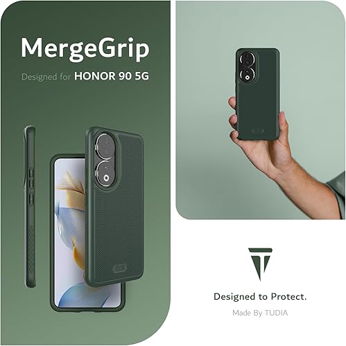 Miniatura 7 de TUDIA DualShield Grip - Funda compatible con Honor 90, MergeGrip de doble capa a prueba de golpes, delgada, de grado militar, antideslizante,