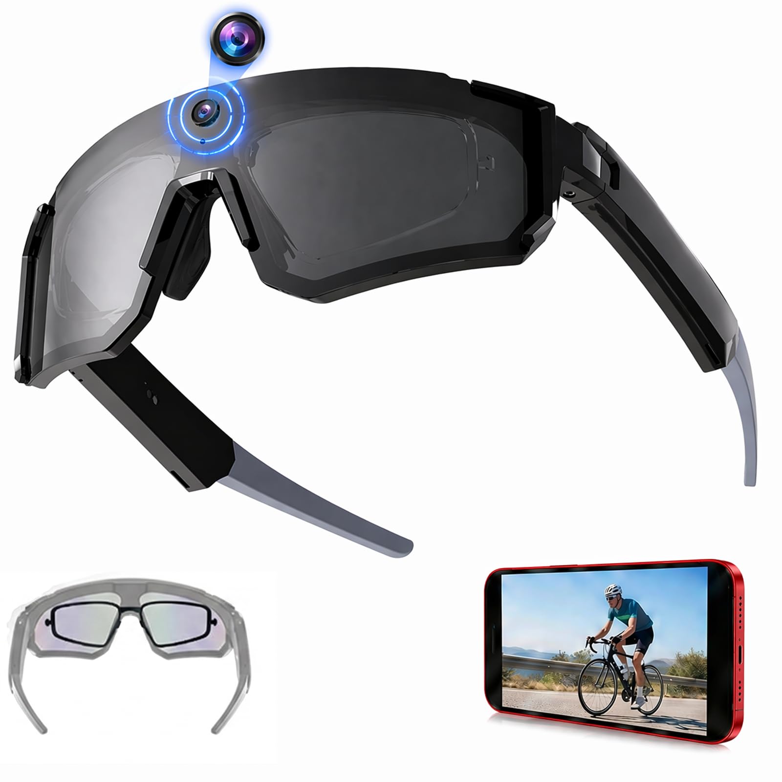 Smart Glasses with AI Voice Assistant & 8MP Camera – Hands-Free Video Recording, Open-Ear Audio, Real-Time Translation, IP54 Sports Sunglasses for Outdoor Activities-image-45