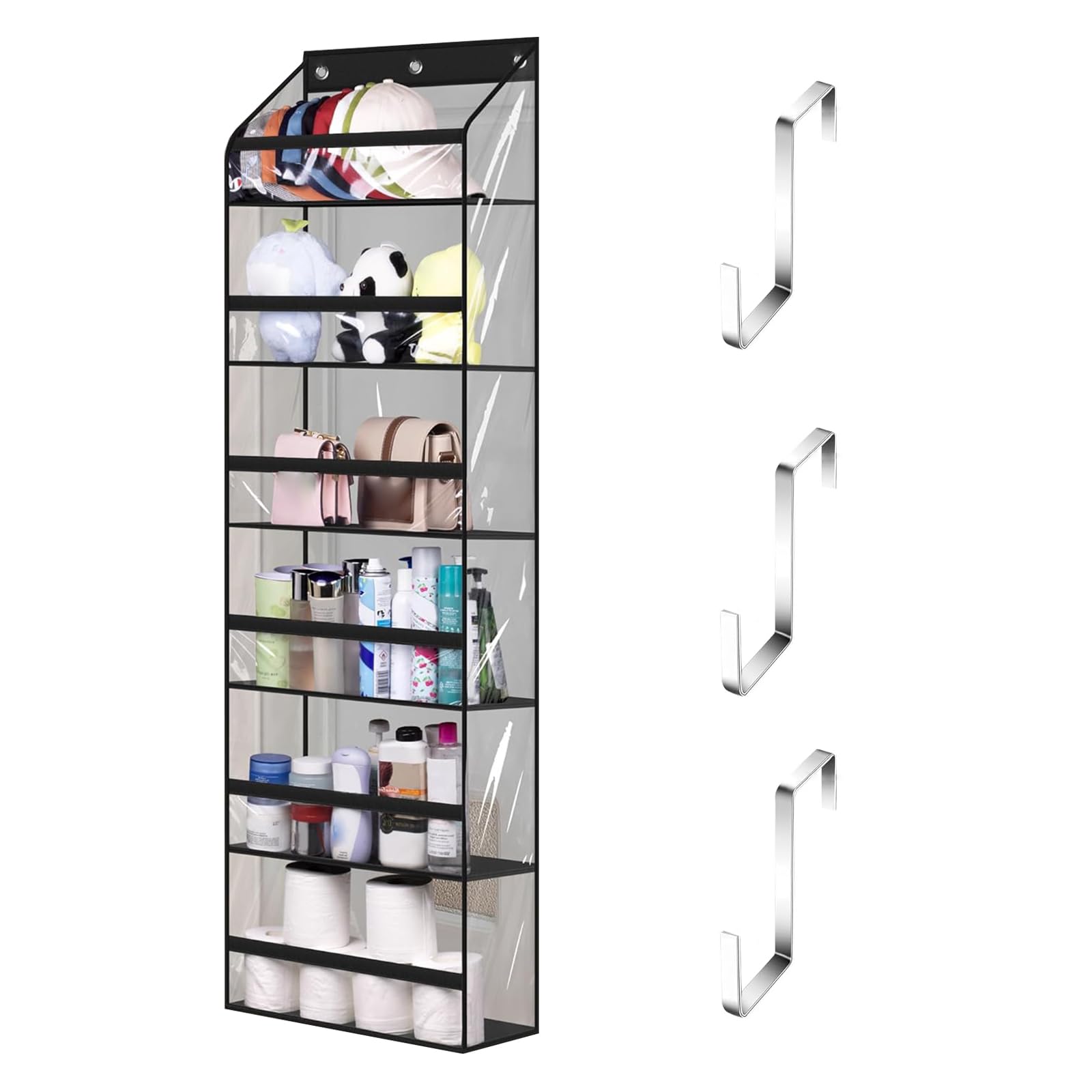 Msioytog Multicolor 6 Layer Clear Over The Door Storage Solution For Organizing Toy Cosmetics And Stationery In Homes Door Hanging Storage Bag