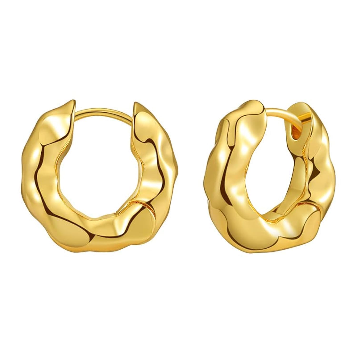 GenericIrregular concave convex design with 18K gold earrings, European and American insets, cool and minimalist style, and round texture earrings