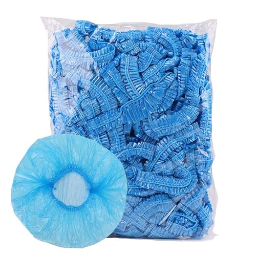Sevenhead 100Pcs Disposable Shower Caps, Plastic Clear Hair Cap Large Thick Waterproof Bath Caps For Women, Hotel Travel Essentials Accessories Deep Conditioning Hair Care Cleaning Supplies(Blue) #TOP24