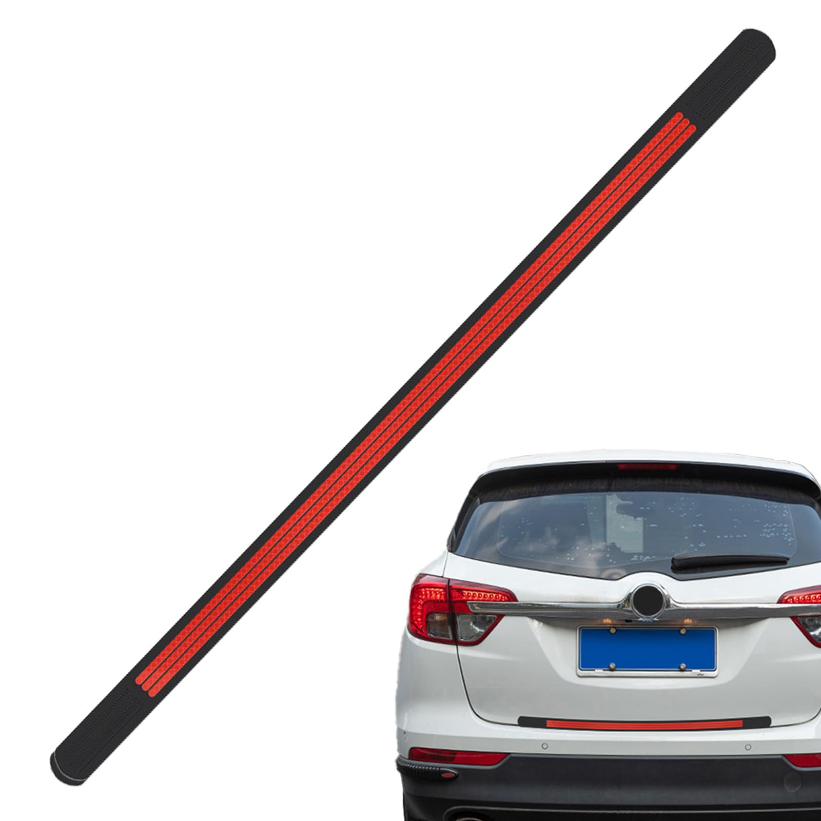 Aizuoni Red Car Rear Bumper Strip | Warning Stickers | Wear-Resistant Anti-Collision Pvc Anti-Scratch Protector For Car Reflective Warning Stickers