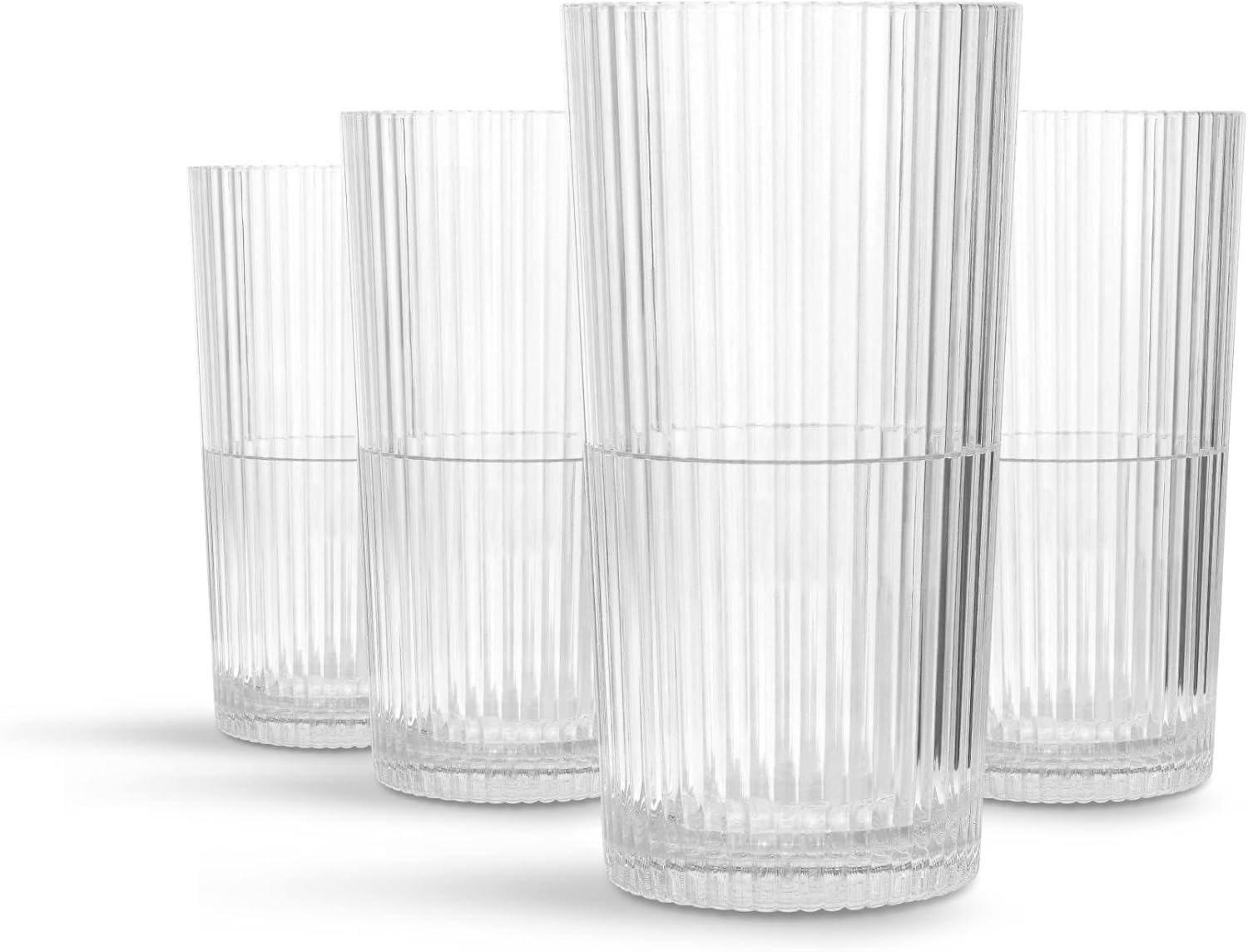 Drinique Unzerbrechliche Collins Trinkgläser, 340 ml hoch, transparent, 4 Stück | Bruchsichere Tritan-Trinkgläser, wiederverwendbar, BPA-frei, spülmaschinen- und mikrowellengeeignet, hergestellt in den USA