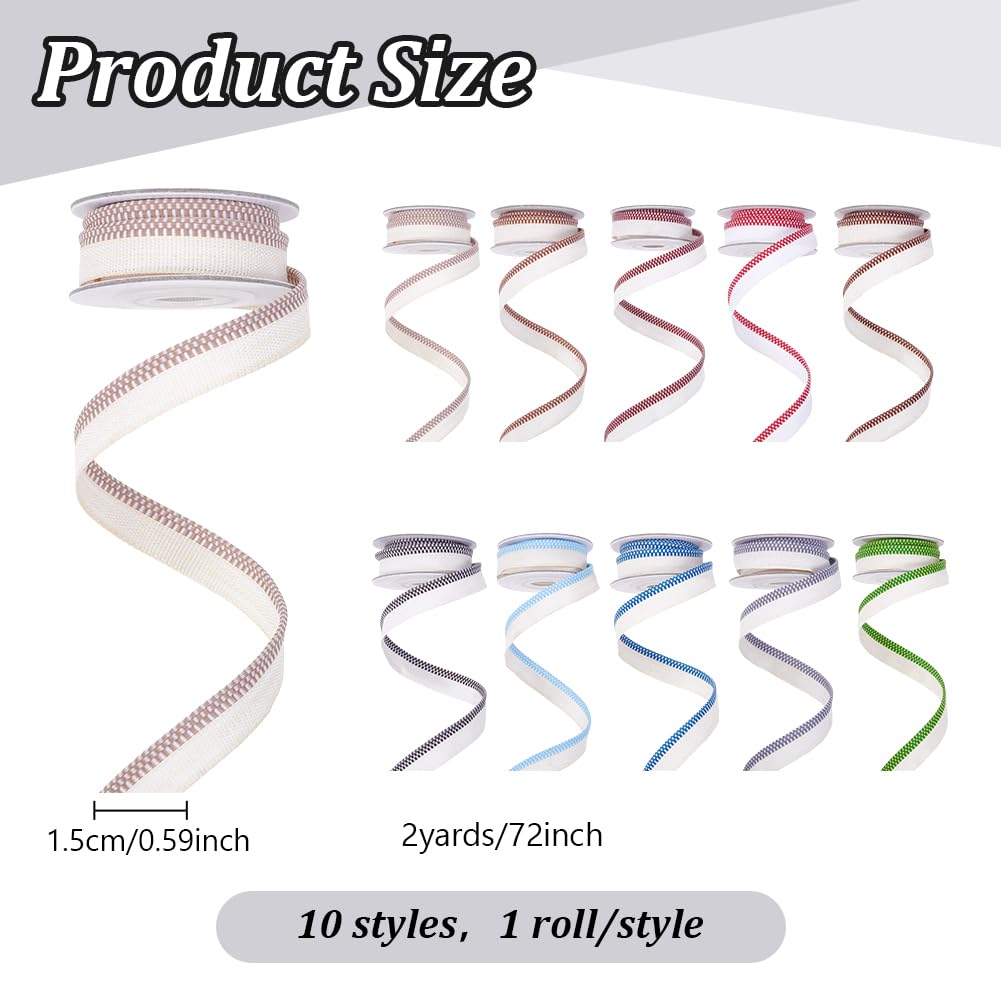 INFUNLY 20 Yards Book Binding Endbands 10pcs Colorful Cotton Bookbinding Headbands 1/2