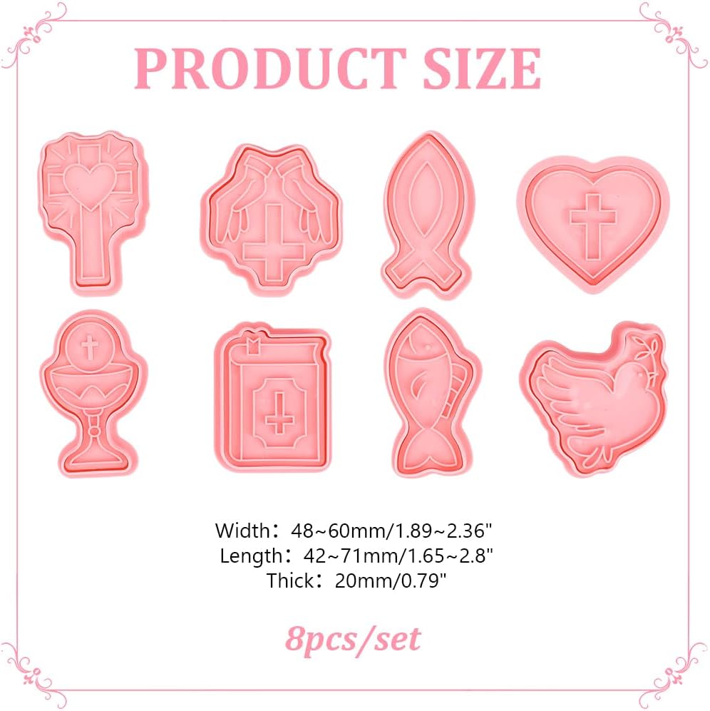 8PCS Mixed Shapes Polymer Clay Molds Christian Polymer Clay Cutters Easter Communion Mold Cross Hearted Clays Decorative Mold Clays Tools and Molds for Pendants DIY Projects