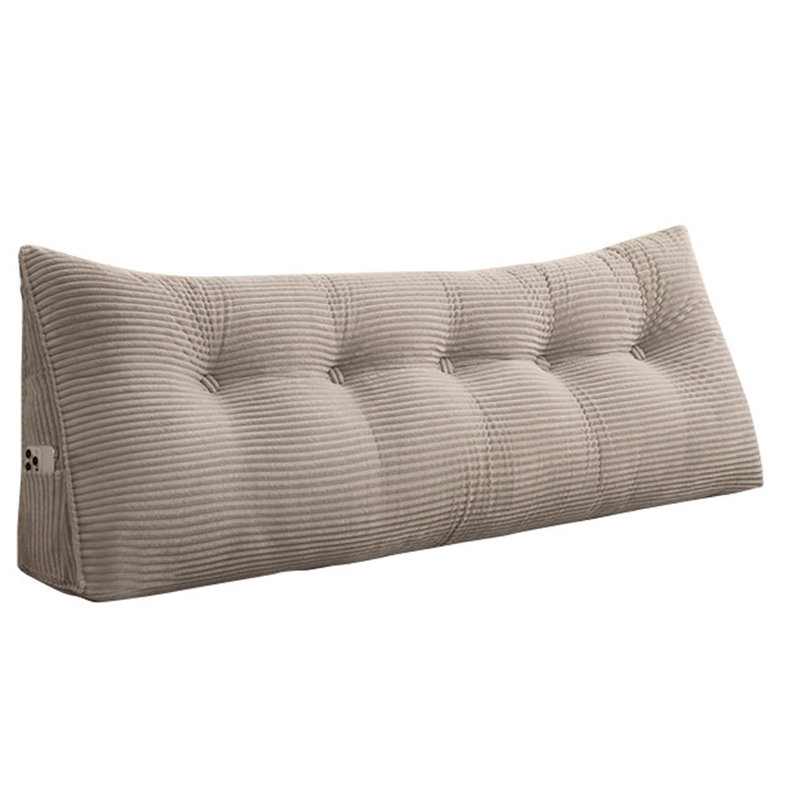 Almohada para cabecera Queen y King, cojín lumbar de lectura con funda lavable gris