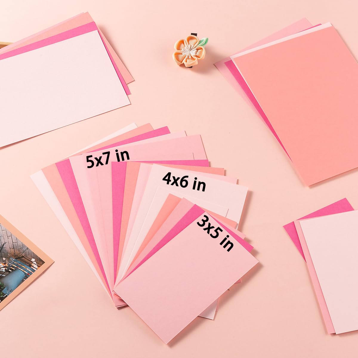 50 hojas de papel de cartulina de colores pequeños de 3 x 5 pulgadas, 5 colores, tarjetas en blanco, cartulina pesada de 250 g/m² para proyectos de arte de bricolaje, tarjetas (rosa)